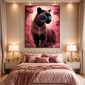 Siyah Panter – Zarafet ve Gizem Temalı Dekoratif Cam Tablo